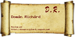 Domán Richárd névjegykártya